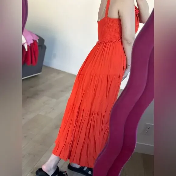Orange strappy summer dress, size M. Fits up to a large. - Picture 7 of 7
